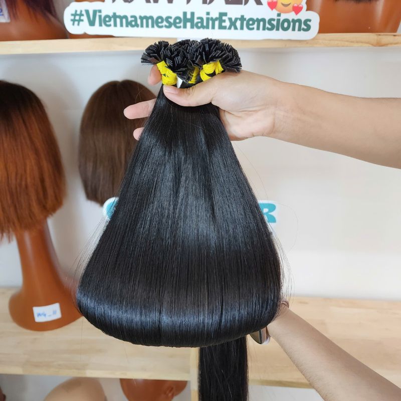 Black Long Premium Human Hair Extensions Black Flat-tip Hair