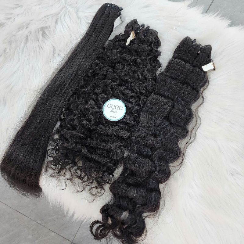 Natural Black Human Hair Extensions - Weft Hair Vietnamese Human Hair