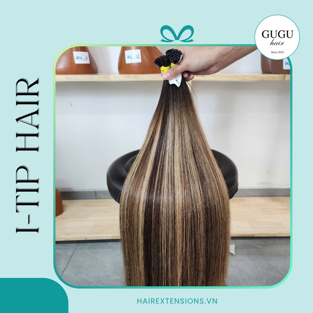 Multi-Tone Color Mix #4#27#613 Super Long Best Raw Human I-tip Hair Extensions