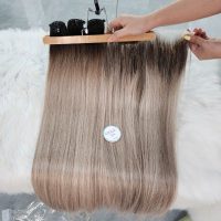 Premium Human Hair Black Ombre Blonde Gray Hair Weft